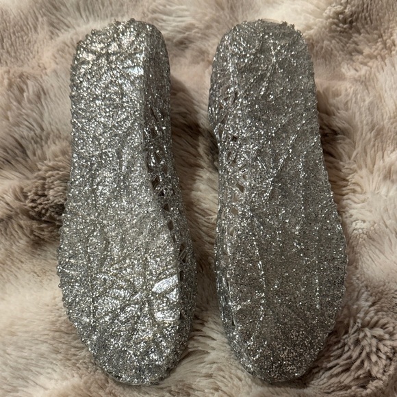 Silver Glitter Jelly Flats - Picture 4 of 6